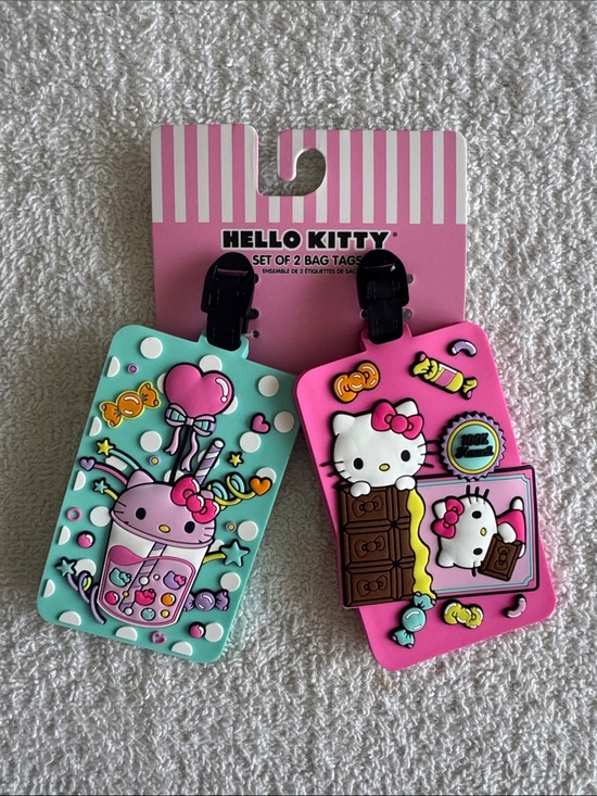 Hello Kitty Other - Hello Kitty Pink & Mint Cartoon Silicone Bag Tags Set of 2